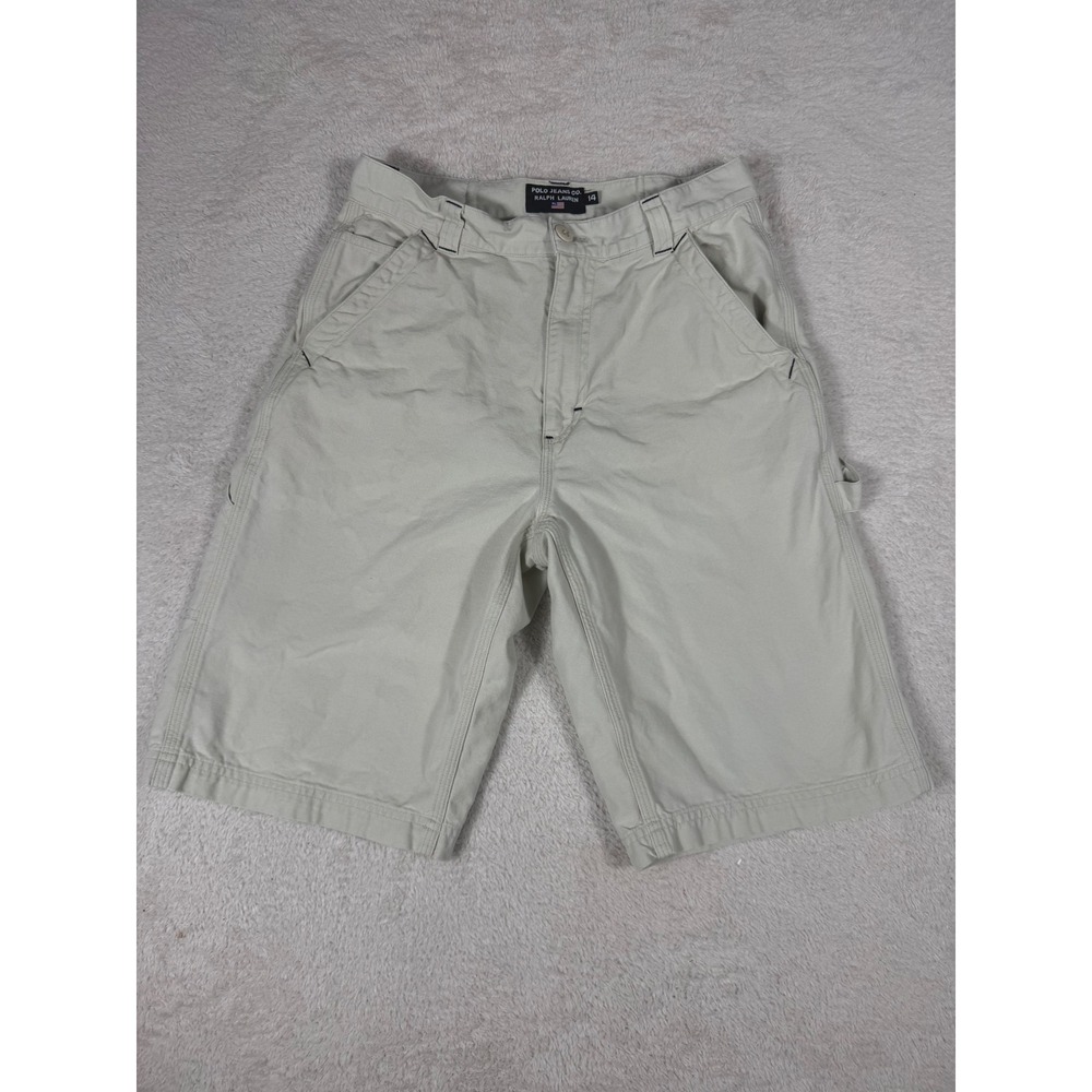 Polo Jeans Co Ralph Lauren Carpenter Shorts Boys 14 Beige Good Utility Workwear